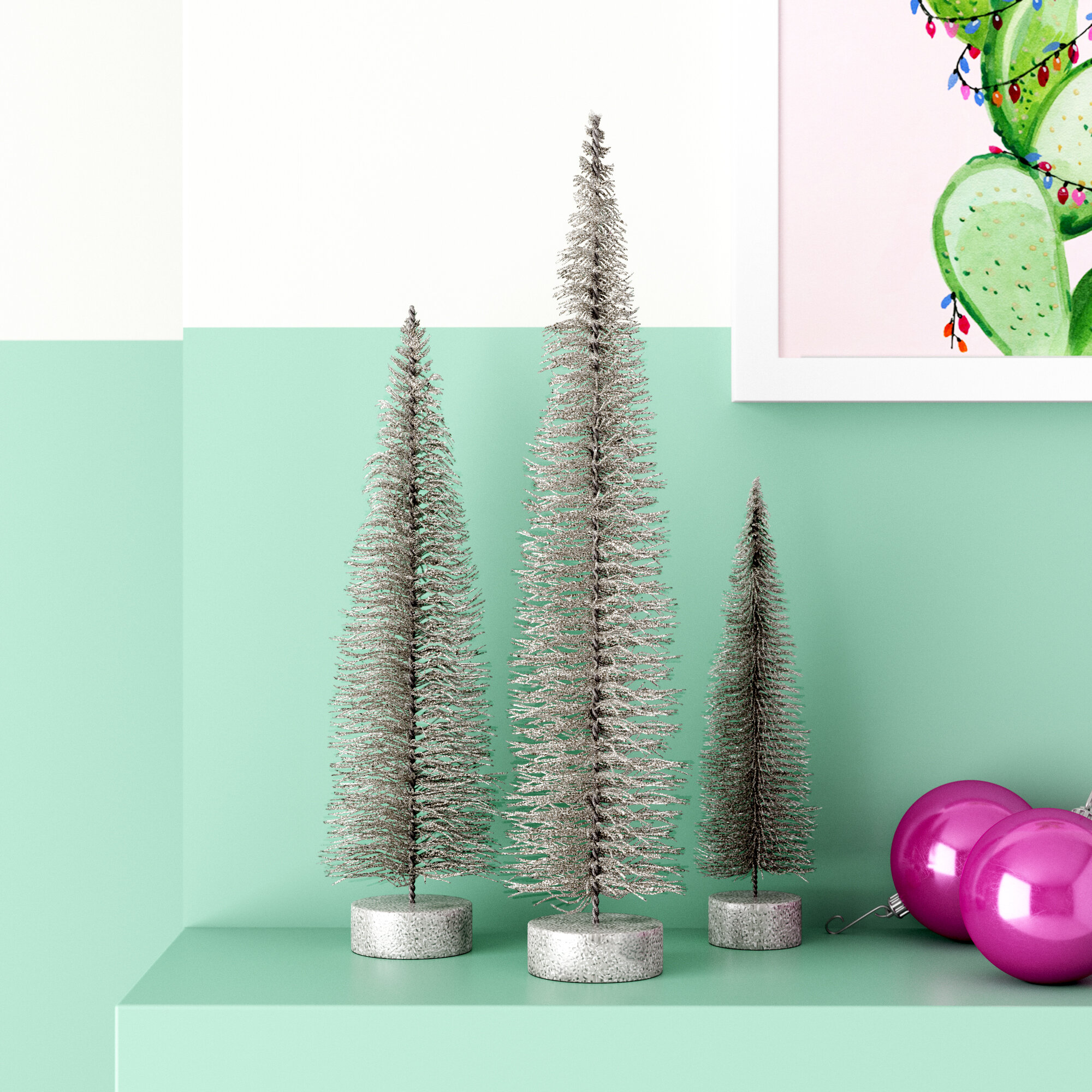 Hashtag Home Glitter Tree Set Tabletop Artificial Christmas Tree ...