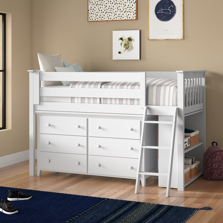 Sand Stable Baby Kids Alisi Twin 6 Drawer Solid Wood Platform Loft Bed With Bookcase By Sand Stable Baby Kids Reviews Wayfair