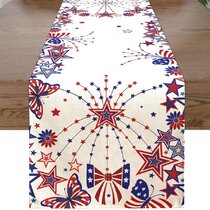 Patriotic ROOSTER Tablecloth 4th of July Decor Table Runner 34 " SQUARE Topper 
