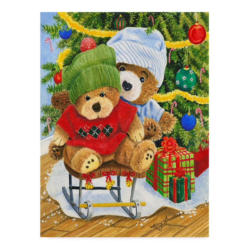 Winston Porter Teddy Bear Christmas Acrylic Painting Print On