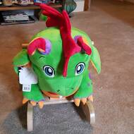 Personalized Poof The Lil Dragon Plush Toddler Rocking Animal Custom Engraved with Your Childs Name in Choice of Colors Teaching Songs Included.