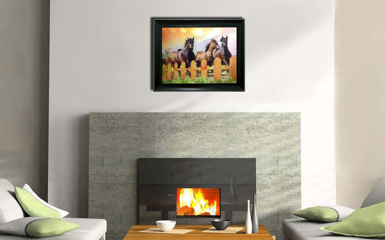 East Urban Home Running Horses Picture Frame Graphic Art Wayfair