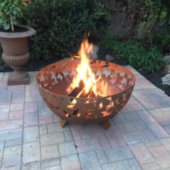 Laser Cut Wild Leaves Steel Wood Fire Pit