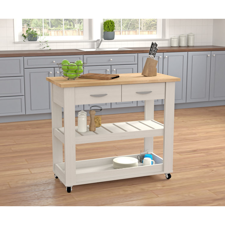 August Grove Cadeau Kitchen Cart With Stainless Steel Top Wayfair