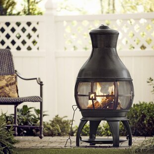 Outdoor Steel Chiminea Wood Burning Fireplace Black Backyard Patio Garden Deck 