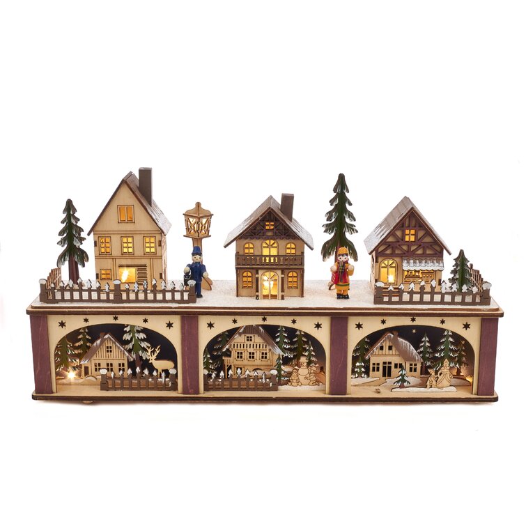 SIKORA LB57 Wooden Christmas Illumination Arch House in Woods 7 Candles NEW