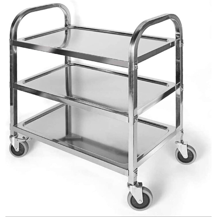 Commercial 3-Tier Rolling Service Cart Kitchen Shelves Trolley Cart 300 lbs 
