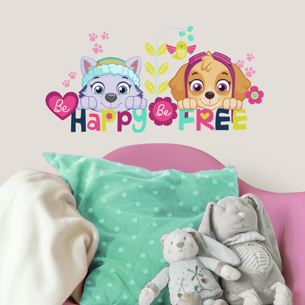 Room Mates Paw Patrol Skye And Everest Be Happy Quote Peel And Stick Wall Decal Reviews Wayfair
