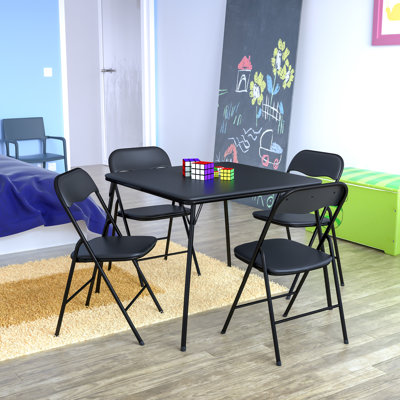 monroe 5-piece folding padded card table and chairs set