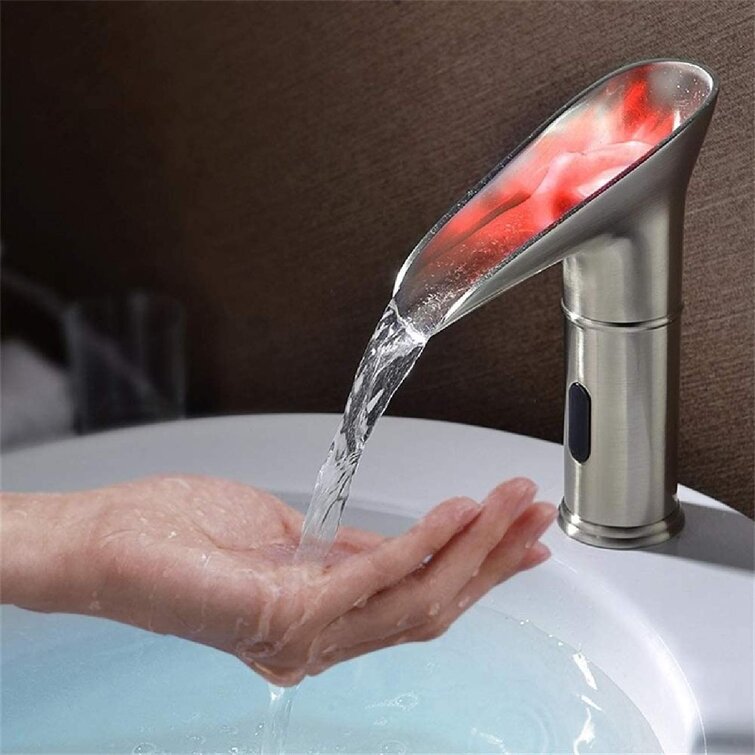 Brushed Nickel Bathroom Faucet Touchless Electronic Automatic Sensor Mixer Tap 