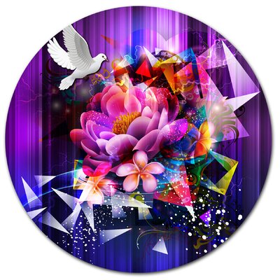 'Abstract Floral Design with Dove' Graphic Art Print on Metal DesignArt Size: 23