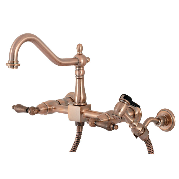 Heritage Double Handle Widespread Wall Mount Kitchen Faucet