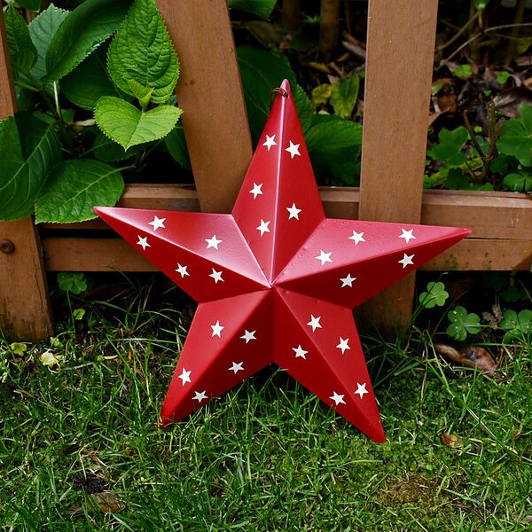 white and blue barn star metal primitive 8" Red 