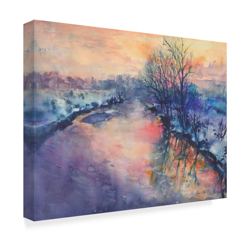 Charlton Home Winter River Acrylic Painting Print On Wrapped Canvas Wayfair
