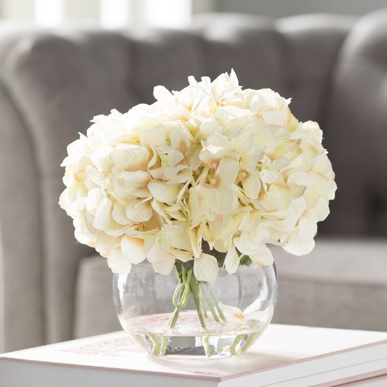 House Of Hampton Hydrangea Floral Arrangement In Vase Reviews Wayfair