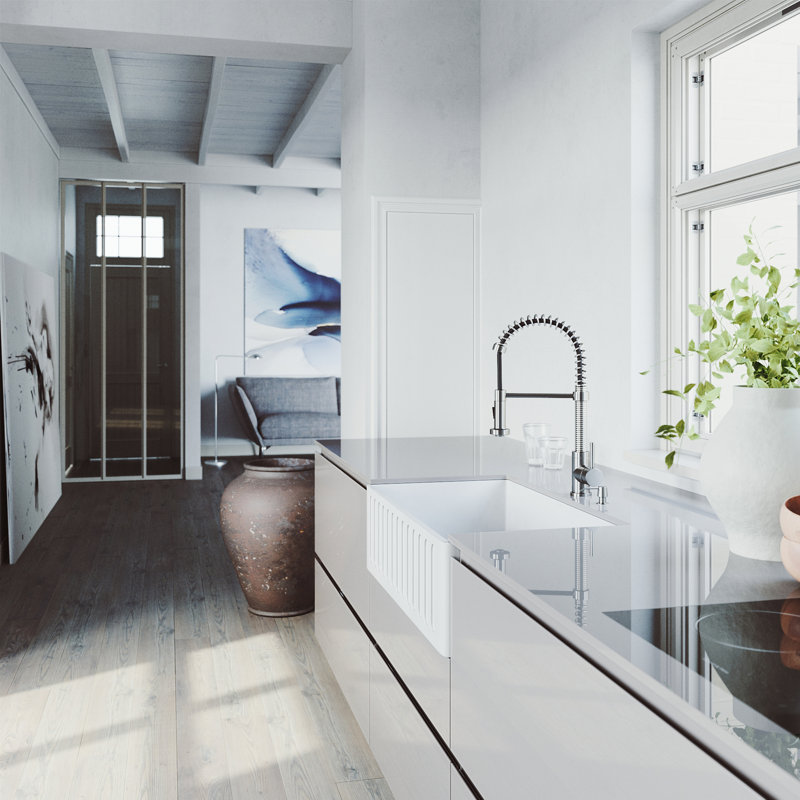 Vigo Edison Pull Down Single Handle Kitchen Faucet With Floodsense