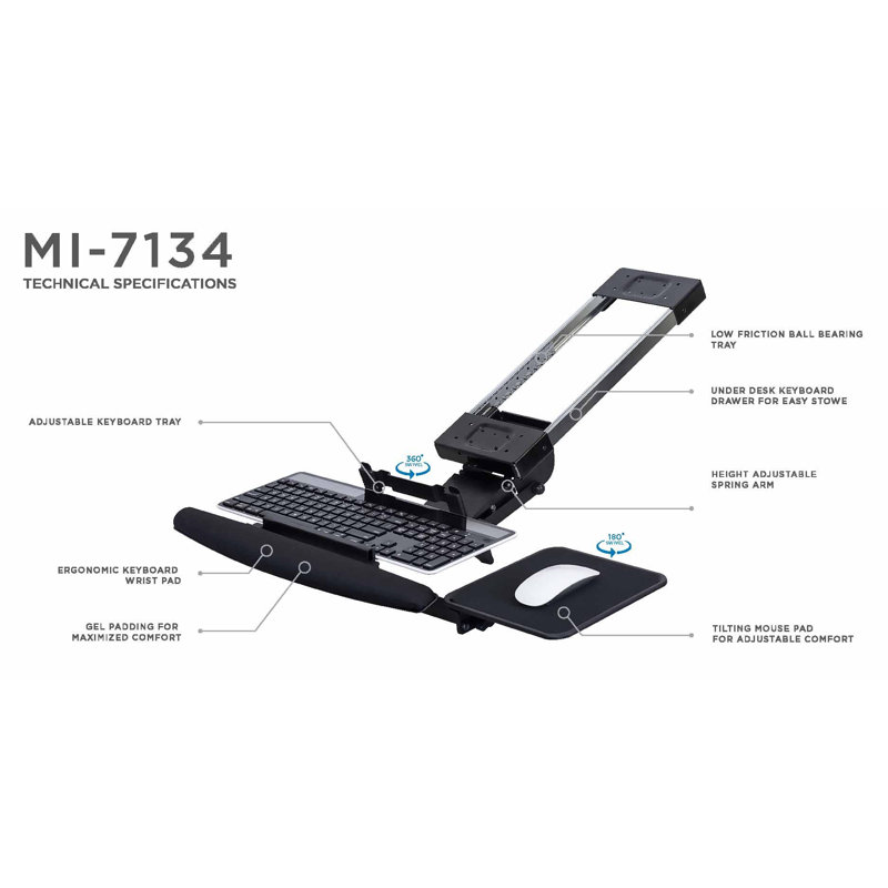 Mount It Fully Adjustable Ergonomic 9 H X 22 W Desk Keyboard