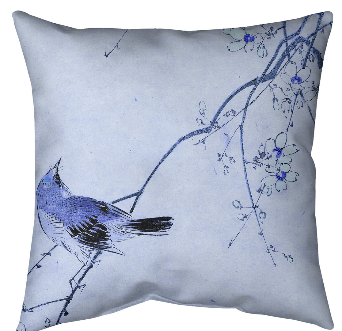 Artverse Keito Sato Vintage Japanese Bird And Blossoms Watercolor Floor Pillow Standard Wayfair
