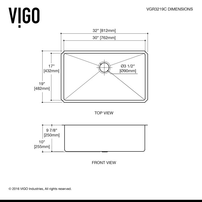Vigo Mercer 32 L X 19 W Undermount Kitchen Sink With Faucet