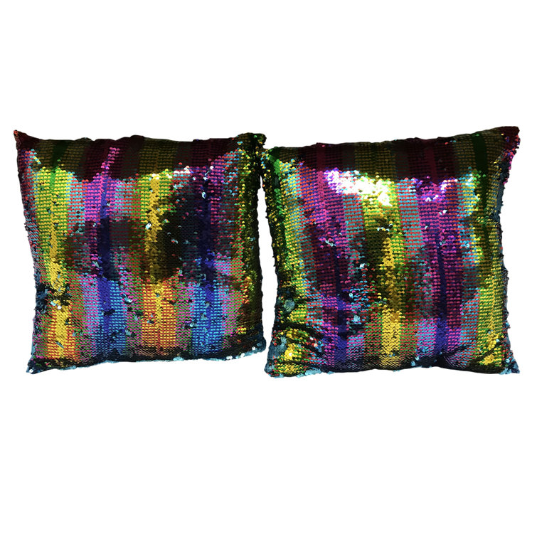 rainbow sequin pillow