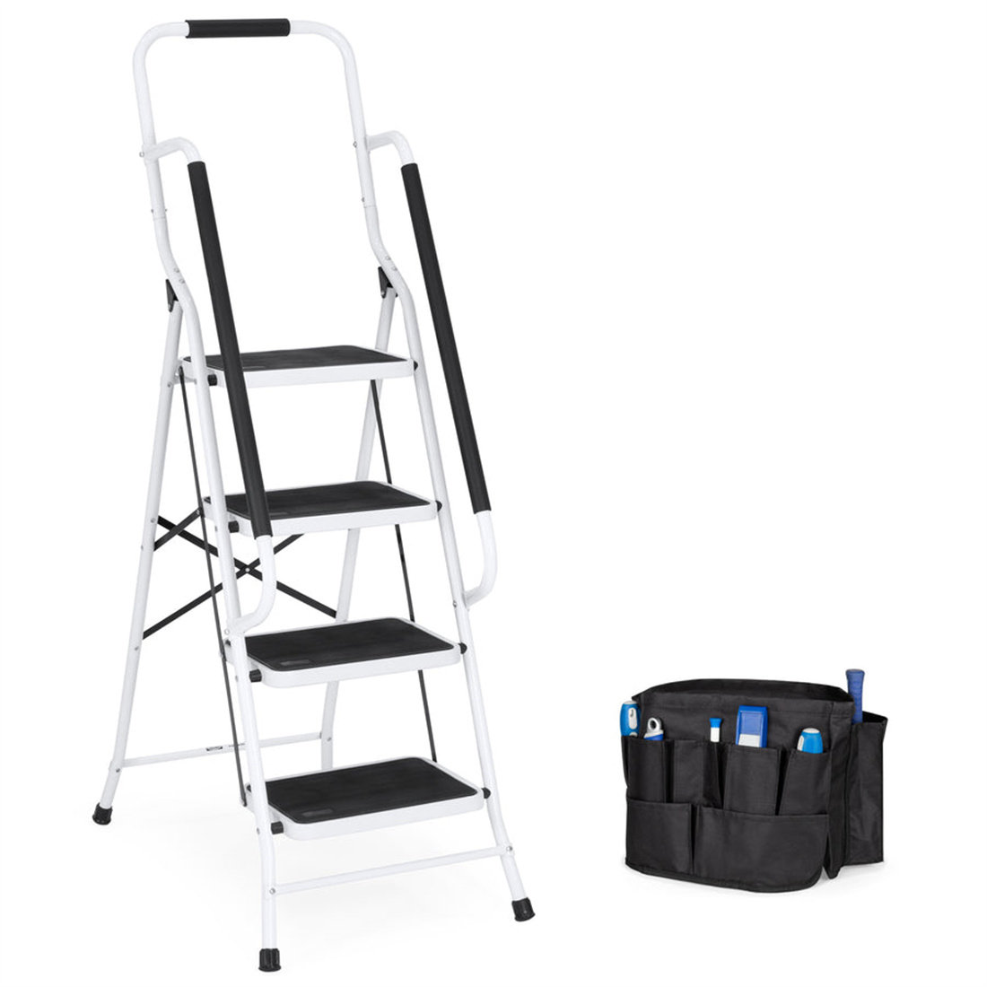 WFX Utility™ 4Step Portable Folding Safety Ladder W/ Handrails