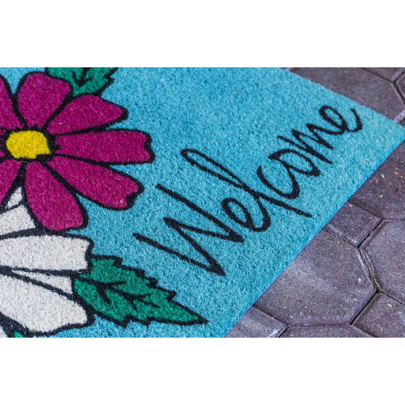 August Grove Cashion Floral Welcome 28 In X 17 In Non Slip Outdoor Door Mat Reviews Wayfair