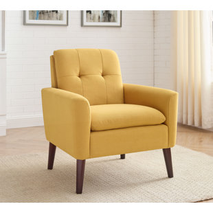 Yellow+White Color Panana Modern Linen Fabric Tub Chair Sofa Chairs For Living Room Lounge Office 