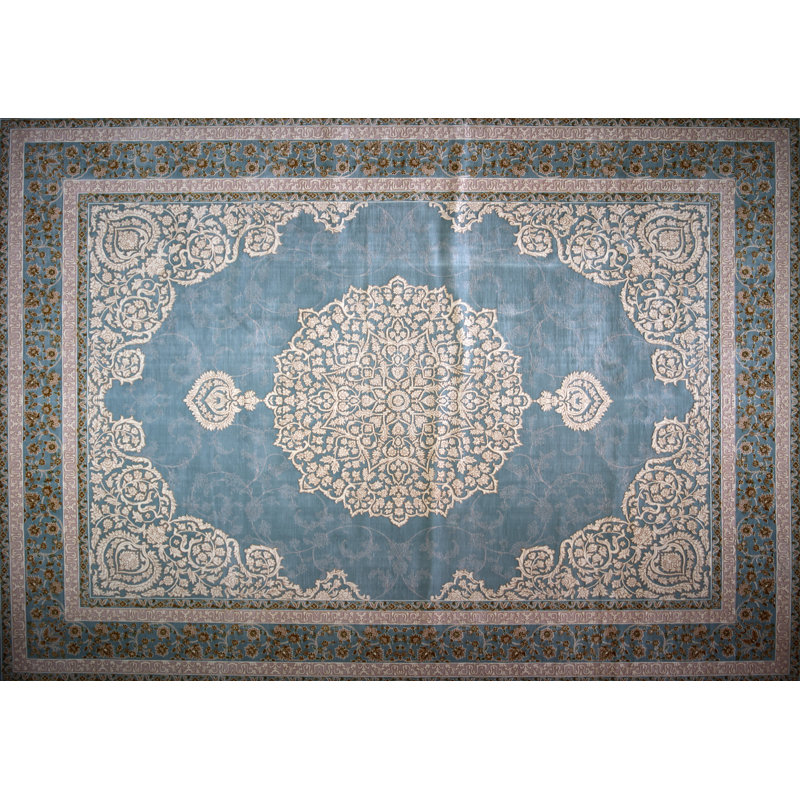 Rug Tycoon Hand Look Persian Wool Blue Ivory Brown Area Rug Wayfair