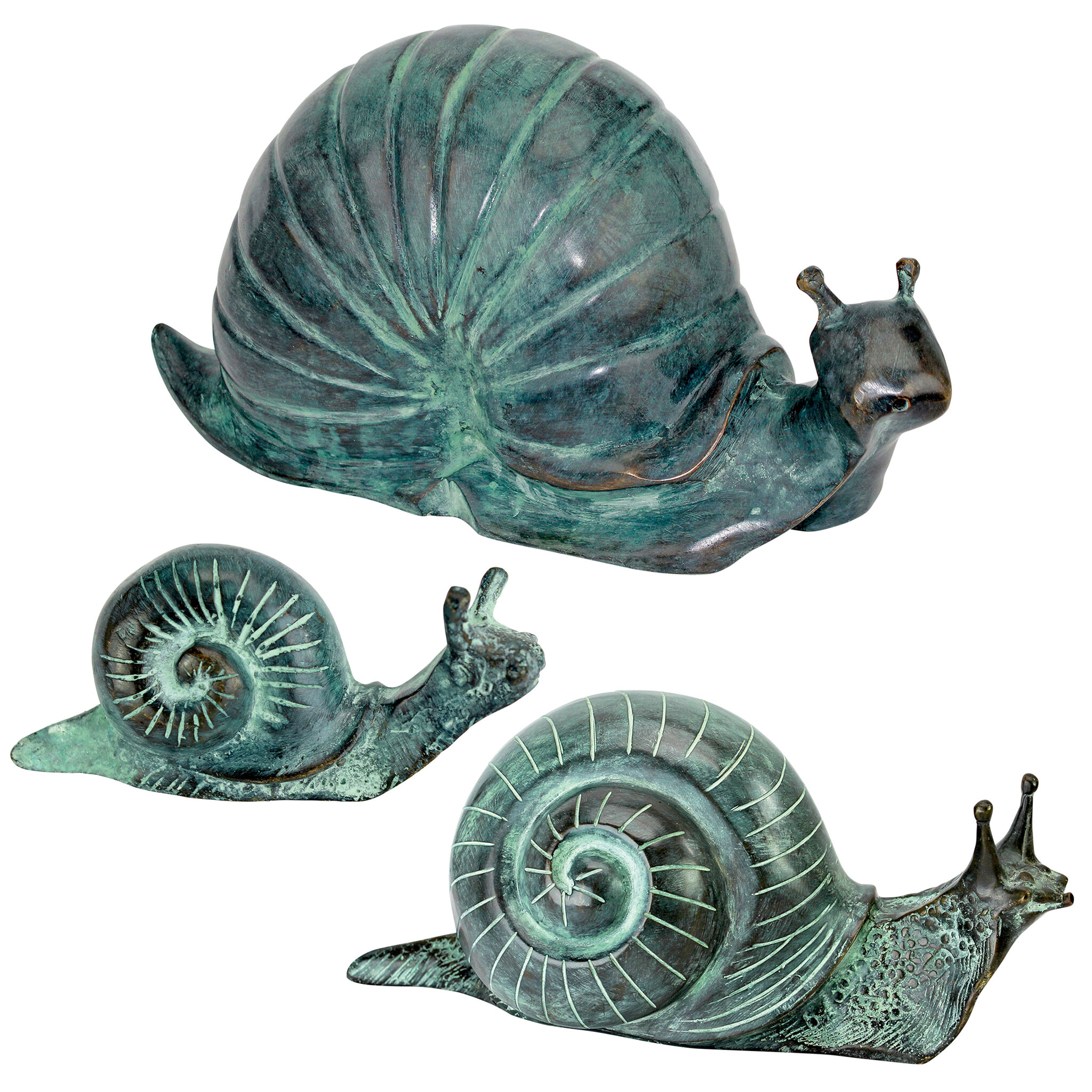 Design Toscano Brock 3 Piece Snail Garden Statues Set | Wayfair