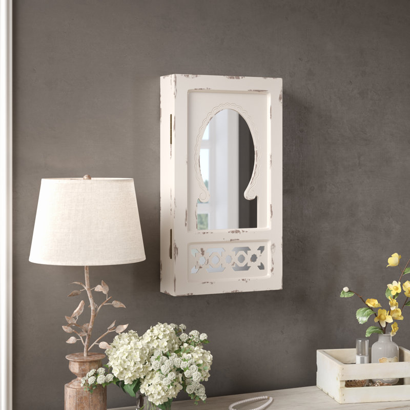 Lark Manor Jacques Shabby Elegance Wall Mounted Jewelry Armoire