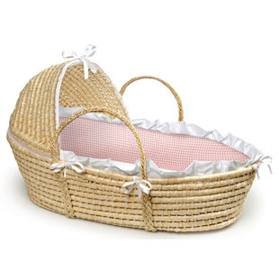 Pink//Orange Tadpoles Cotton Patchwork Moses Basket Set