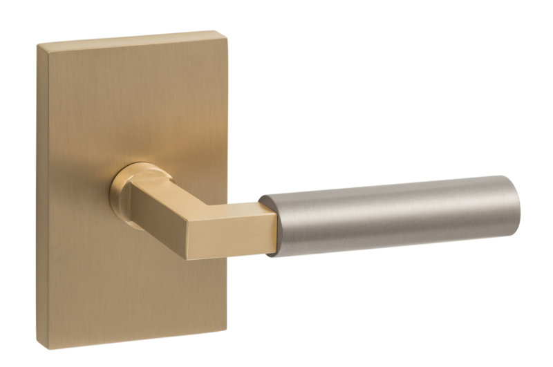 Door Lever with Levanto Passage Rosette With Smooth Grip Lever Finish: Nickel, Base Finish: Satin Brass