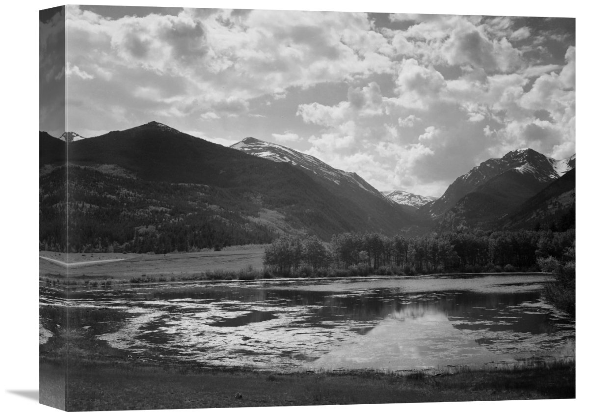 Vault W Artwork Lake And Trees In Foreground, Mountains And Clouds In ...