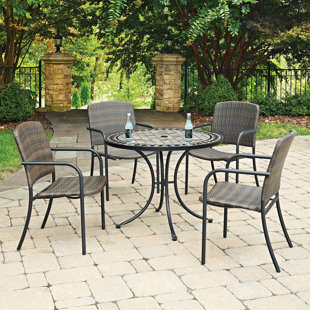 Marble Top Patio Table Wayfair Marble Top Round 5 Piece Dining Set