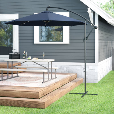 Eli 9.6' Solid Octagon Cantilever Umbrella with Solar LEDs