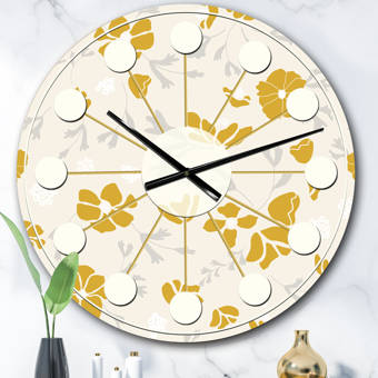 East Urban Home Oversized Foliage V Mid Century Wall Clock Wayfair