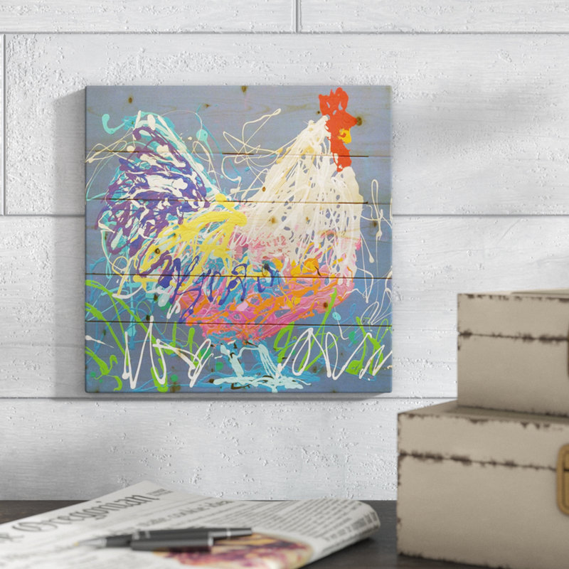 August Grove Gene The Rooster Acrylic Painting Print On Wood