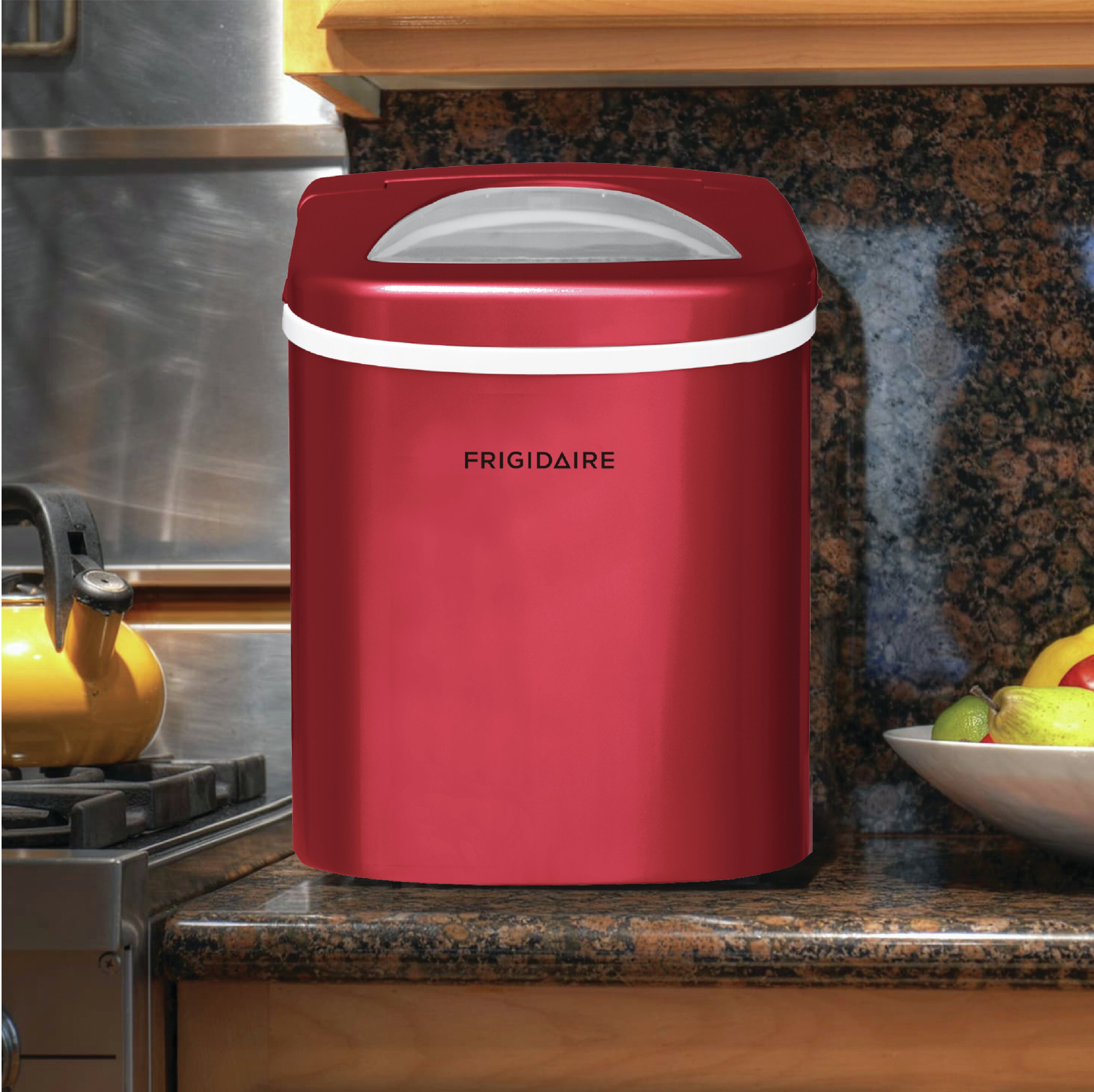 Red Medium Frigidaire EFIC117-SSRED-COM Stainless Steel Ice Maker 