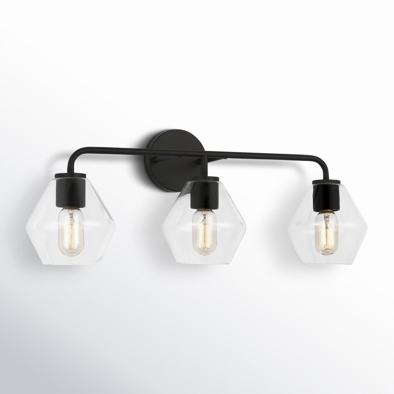 Rooks 26" W Steel 3-Light Dimmable Light with Glass Shades