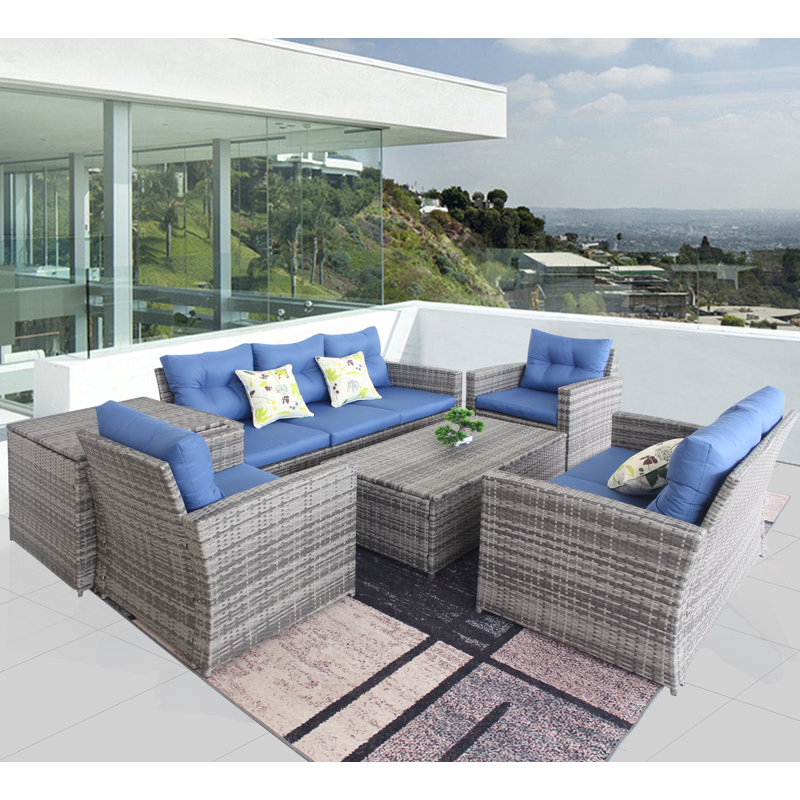Latitude Run Audrinna Outdoor 6 Piece Rattan Sofa Seating Group With Cushions Reviews Wayfair Aluminium luxury rattan garden furniture sofa lounge set outdoor wicker grey new. audrinna outdoor 6 piece rattan sofa seating group with cushions