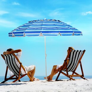 Sunshade Umbrella With Push Button Tilt Sand Anchor and Carry Bag for Patio Garden Beach Pool Backyard Sky Blue ROWHY 6.5FT Beach Umbrella Outdoor Portable UV 50 