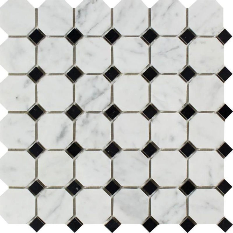 Tile Mosaic Depot Marble Octagon And Dot Mosaic Wall Floor