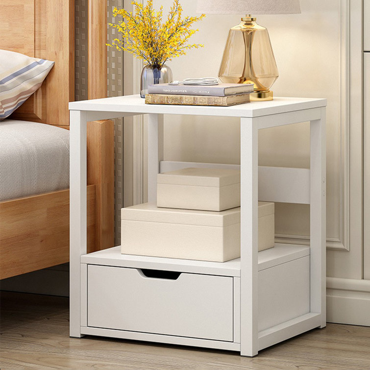 Latitude Run Franccesca 1 Drawer Metal Nightstand In White Reviews Wayfair