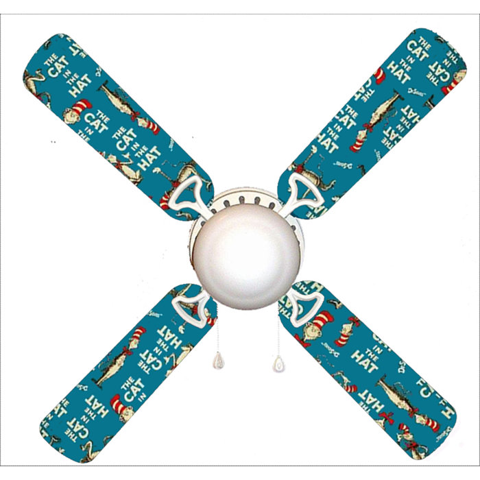 42 Cat In The Hat 4 Blade Ceiling Fan Light Kit Included