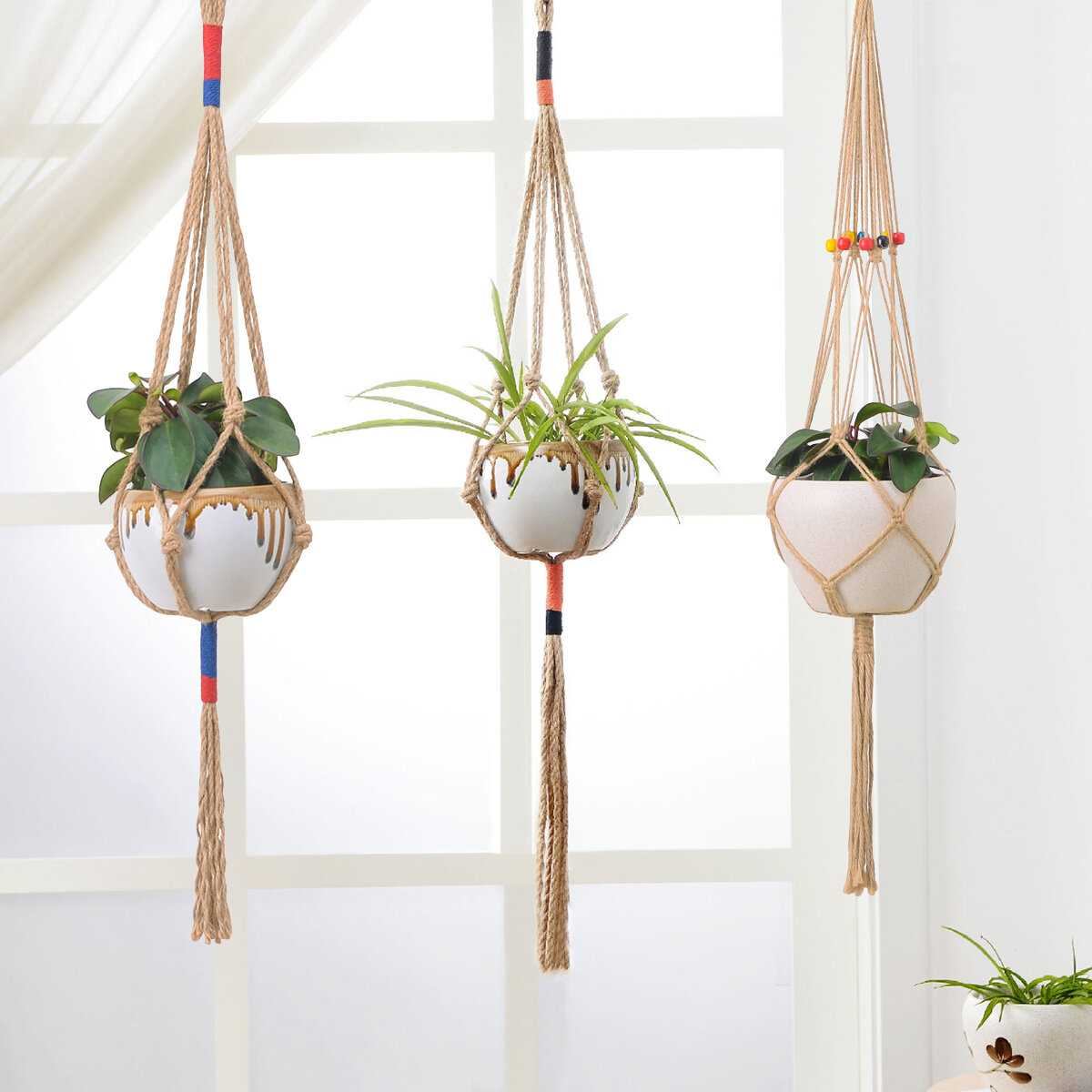 Details about   Handmade Pot Plant Tray Macrame Garden Holder Hanger Wood Bean Accessories Decor 