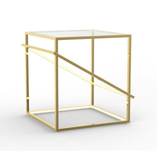 Gilford Stainless Steel Geometric LED End Table by Everly Quinn No Copoun