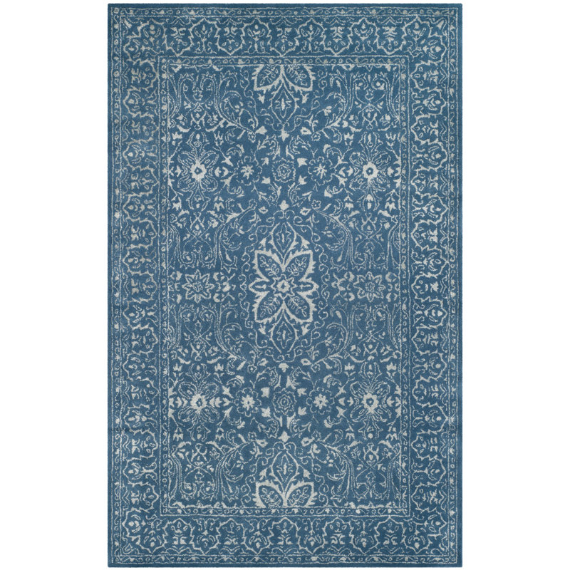 World Menagerie Wilkins Oriental Handmade Tufted Wool Gray Blue Area Rug Reviews Wayfair