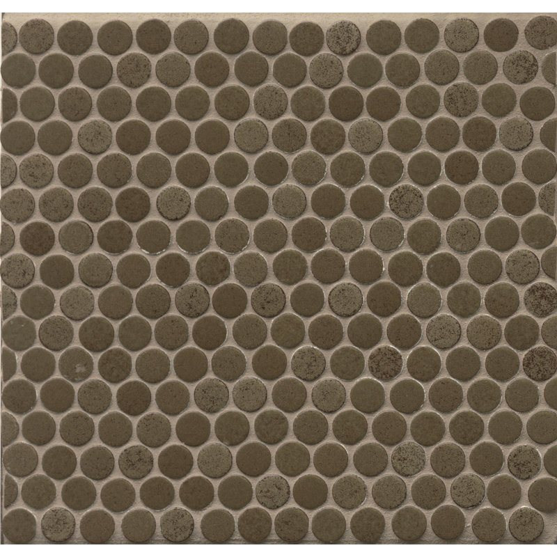 Bedrosians Penny Round 75 X 75 Porcelain Mosaic Tile In Olive Wayfair