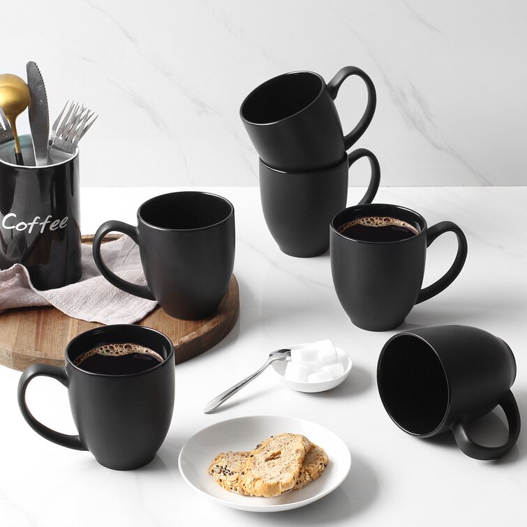 Brown Ceramic Coffee Mug for Coffee Tea and Cocoa Large and Easy to Grip Mug Sets 17 Oz Large Coffee Mug Set of 6 with Handle for Gift DOWAN Coffee Mugs Set 