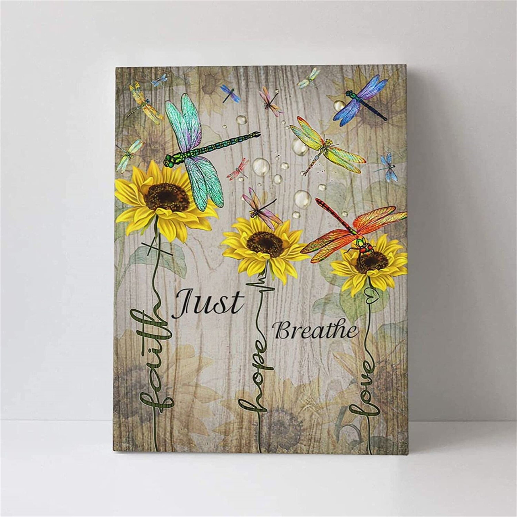 Home Decor,Room Best Gift Wall Decor 16x20 Dragonfly And Sunflower Canvas 